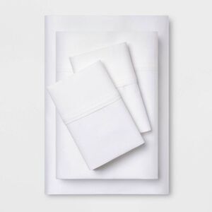 Open Box - Threshold -  400 Thread Count Cotton Sateen 4-Piece S White